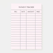 Gepersonaliseerde roze betaling tracker post-it® notes (Voorkant)