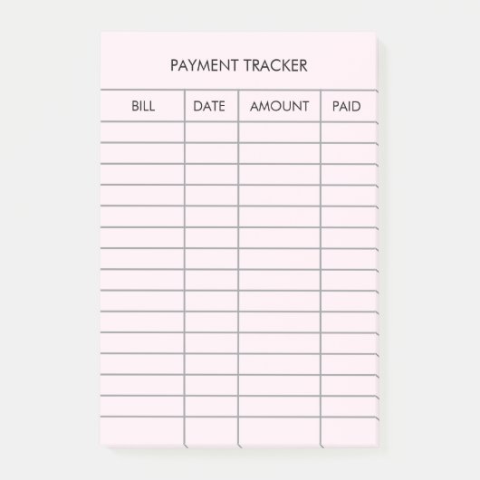 Gepersonaliseerde roze betaling tracker post-it® notes (Voorkant)