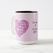 Gepersonaliseerde roze BFF-hartslag Mok (Voorkant links)