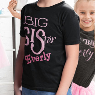 Gepersonaliseerde Roze BIG Sister T-shirt