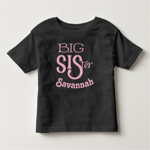 Gepersonaliseerde roze big zuster gebogen Kleinere Kinder Shirts