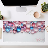 Gepersonaliseerde Roze & Blauwe Edelsteen Bureaumat