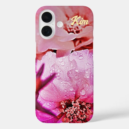 Gepersonaliseerde roze bloem Apple iPhone Case (Achterkant)