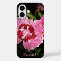 Gepersonaliseerde roze bloem Apple iPhone Case