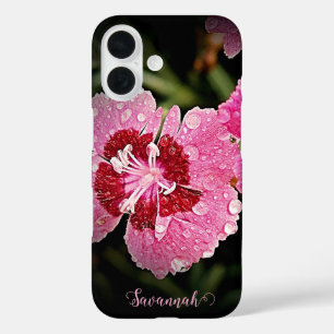 Gepersonaliseerde roze bloem Apple iPhone Case