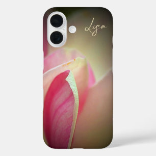 Gepersonaliseerde roze bloem Apple iPhone Case