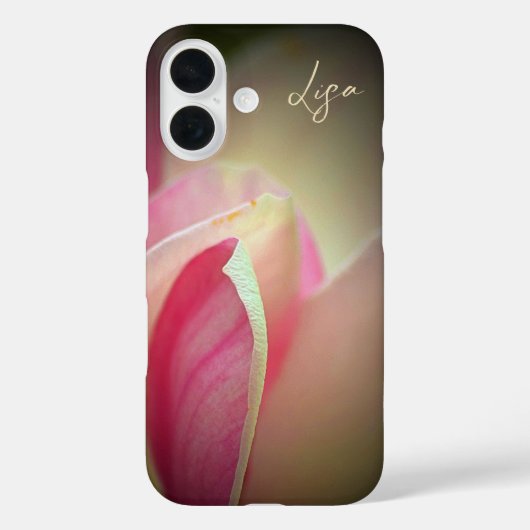 Gepersonaliseerde roze bloem Apple iPhone Case (Achterkant)