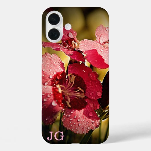 Gepersonaliseerde roze bloem Apple iPhone Case (Achterkant)