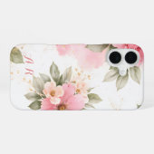 Gepersonaliseerde Roze Bloem Hoes voor Vrouwen iPhone 16 Hoesje (Achterkant horizontaal)