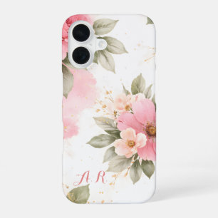Gepersonaliseerde Roze Bloem Hoes voor Vrouwen iPhone 16 Hoesje