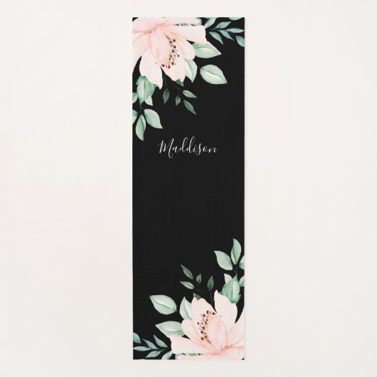 Gepersonaliseerde roze bloem yoga mat (Voorkant)