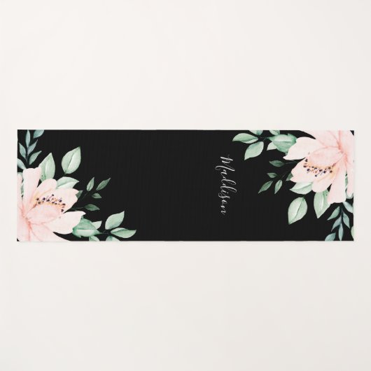 Gepersonaliseerde roze bloem yoga mat (Voorkant (horizontaal))