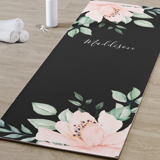 Gepersonaliseerde roze bloem yoga mat