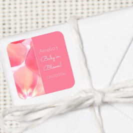 Gepersonaliseerde Roze Bloemen Baby in Bloom Baby  Vierkante Sticker