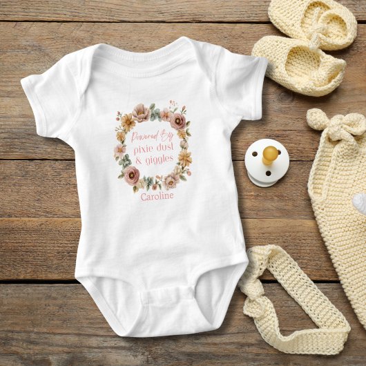Gepersonaliseerde Roze Bloemen Baby Meisje Gift Romper