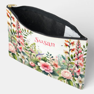 Gepersonaliseerde Roze Bloemen Bloemachtige Cosmet Etui