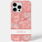 Gepersonaliseerde Roze Bloemen Bloemen Rode Pioenb Case-Mate iPhone Case (Achterkant)