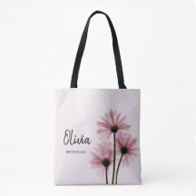 Gepersonaliseerde Roze Bloemen Bruidsmeisje Canvas
