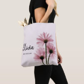 Gepersonaliseerde Roze Bloemen Bruidsmeisje Canvas Tote Bag (Dichtbij)