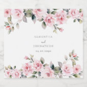 Gepersonaliseerde roze bloemen bruiloft sparkling wijnetiket (Enkel label)