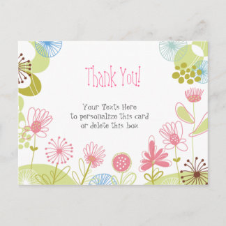 Gepersonaliseerde Roze Bloemen Dank u Briefkaart