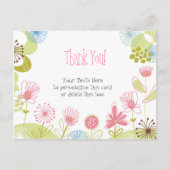 Gepersonaliseerde Roze Bloemen Dank u Briefkaart (Voorkant)