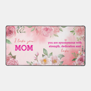Gepersonaliseerde Roze Bloemen Desk Mat - Waterver