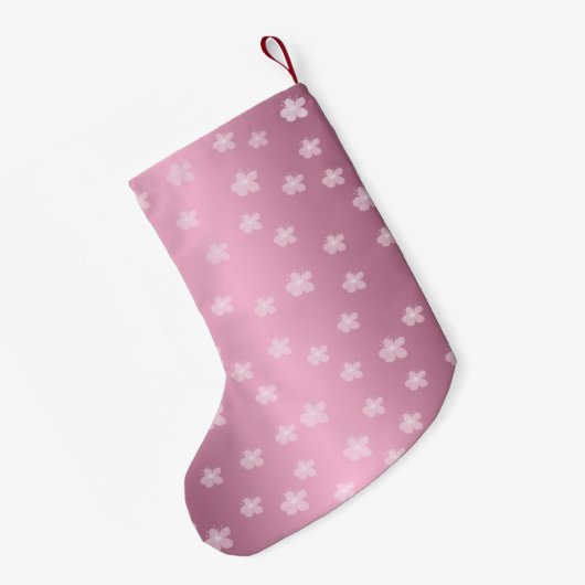 Gepersonaliseerde  Roze Bloemen Kerstkous Kleine Kerstsok (Achterkant (Hangend))