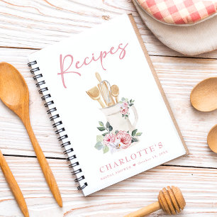 Gepersonaliseerde Roze Bloemen Keuken Recept Boek