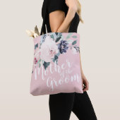 Gepersonaliseerde roze bloemen moeder van de bruid tote bag (Dichtbij)