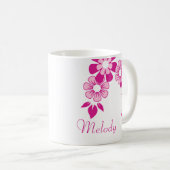 Gepersonaliseerde Roze Bloemen Mok (Voorkant rechts)