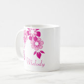 Gepersonaliseerde Roze Bloemen Mok (Voorkant links)