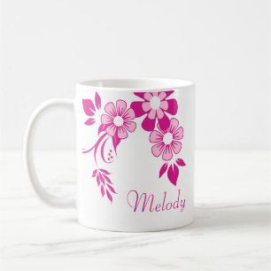Gepersonaliseerde Roze Bloemen Mok