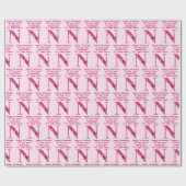 Gepersonaliseerde Roze Bloemen "N" Monogram Kunstv Cadeaupapier (Vlak)