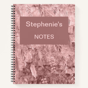 Gepersonaliseerde roze bloemen notitieboek