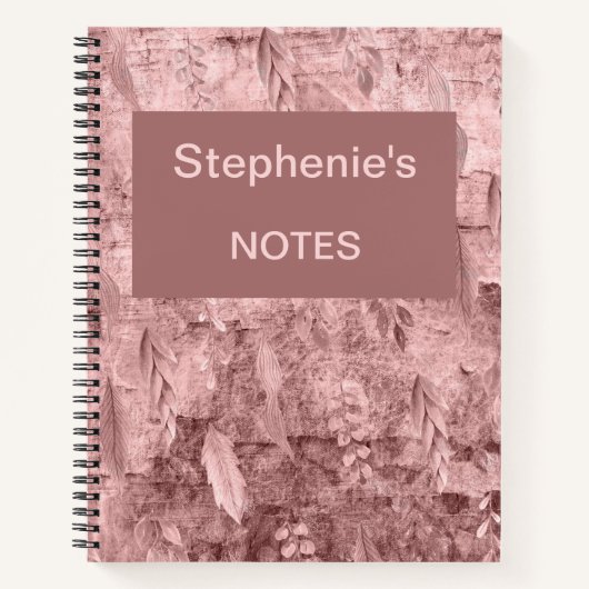 Gepersonaliseerde roze bloemen notitieboek (Voorkant)