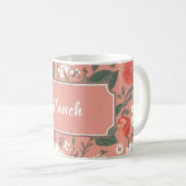 Gepersonaliseerde Roze Bloemen Patroon Koffie Mok (Voorkant rechts)