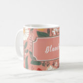 Gepersonaliseerde Roze Bloemen Patroon Koffie Mok (Voorkant links)