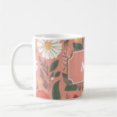 Gepersonaliseerde Roze Bloemen Patroon Koffie Mok (Links)