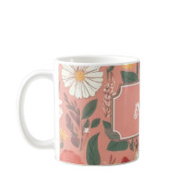 Gepersonaliseerde Roze Bloemen Patroon Koffie Mok