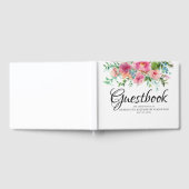 Gepersonaliseerde Roze Bloemen Pioendoop Gastenboek (Volledig)