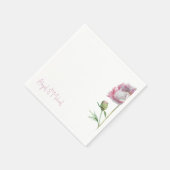 Gepersonaliseerde Roze Bloemen Pioenis Trouwcockta Servet (Hoek)