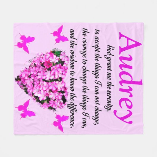 GEPERSONALISEERDE ROZE BLOEMEN SERENITEIT GEBED DE FLEECE DEKEN (Voorkant (Horizontaal))