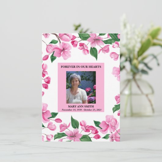 Gepersonaliseerde Roze Bloemen Sympathie Dank u ka Kaart (Staand voorkant)