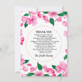 Gepersonaliseerde Roze Bloemen Sympathie Dank u ka Kaart (Achterkant)