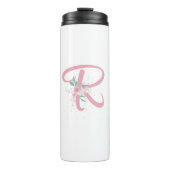 Gepersonaliseerde Roze Bloemen Thermische Tumbler Thermosbeker (Voorkant)