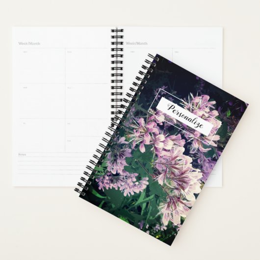 Gepersonaliseerde  roze bloemen trouwfoto planner (Display)