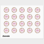 Gepersonaliseerde Roze Bloemen Verlovingen Envelop Ronde Sticker (Vel)