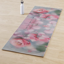 Gepersonaliseerde Roze Bloemen Yoga Mat - Custom N
