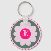 Gepersonaliseerde Roze Bloemensleutelhanger | One Sleutelhanger (Voorkant)